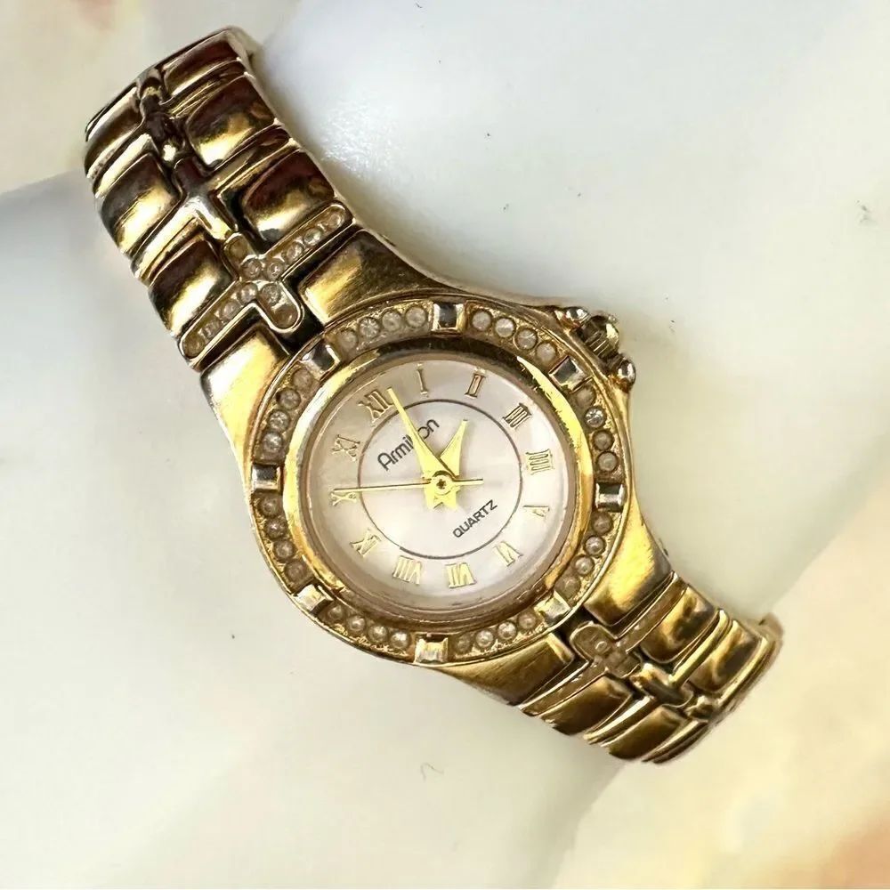 Armitron gold tone rhinestone Watch